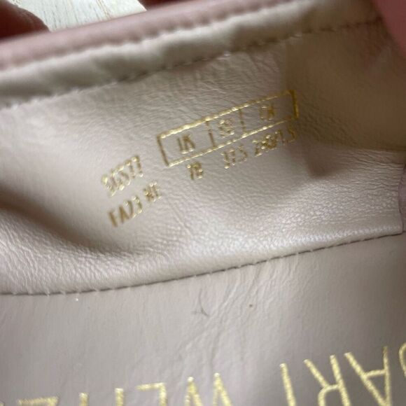 Stuart Weitzman Bardot Leather Ballet Flats Square Toe Bow Tan Nude Neutral 7 - Picture 5 of 8